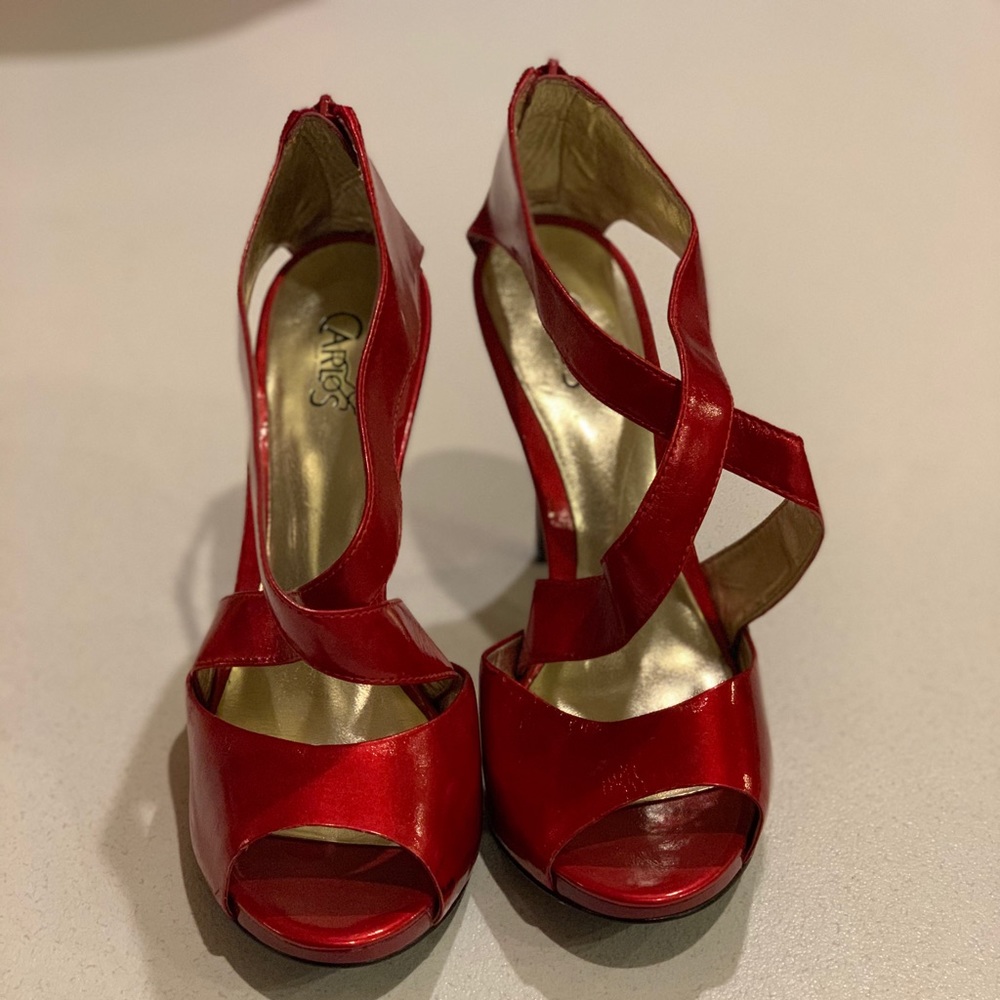 Carlos Santana red patent heels